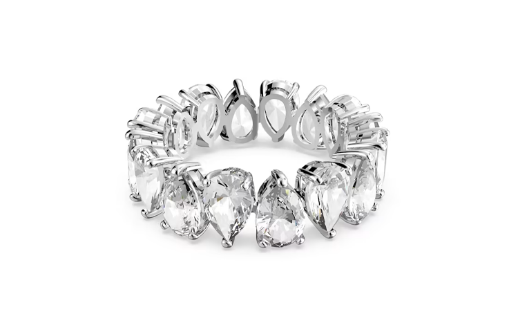 (Women) Swarovski  Silver Rhodium-Plated Zirconia Ring with Embedded Design. 5572825