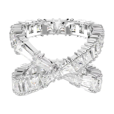 (Women) Swarovski Silver Ring with Design and Cubic Zirconia Stones. 5677631