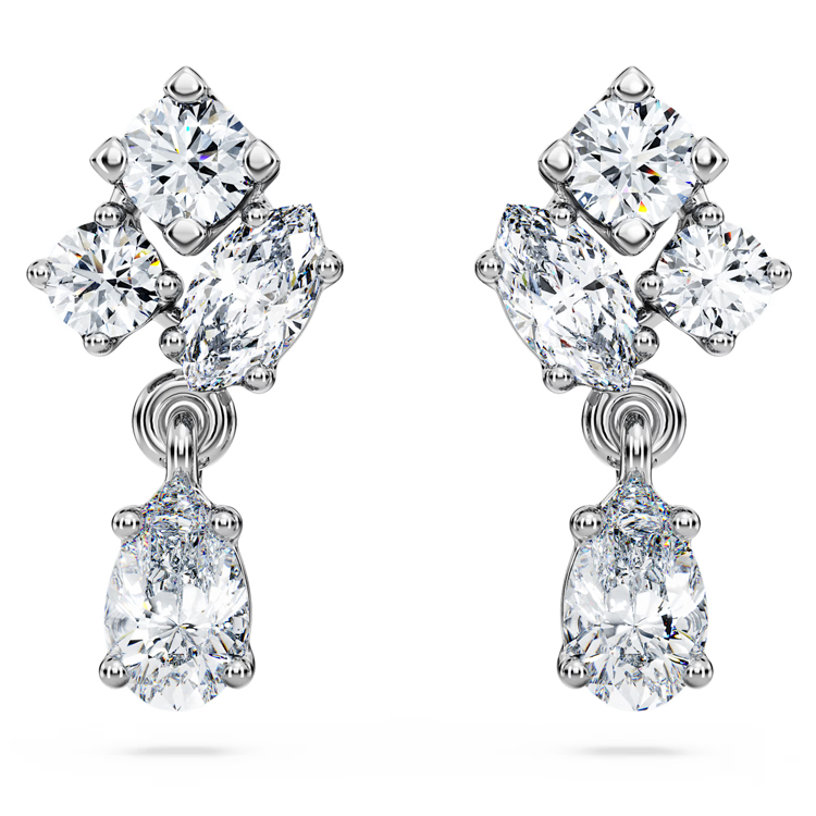 (Women) Swarovski  Silver Teardrop Rhodium-Plated Earrings 5688874