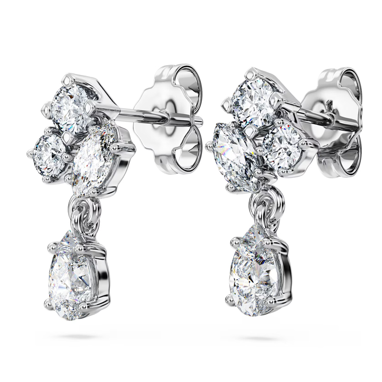 Shop (W) 施華洛世奇 銀色淚滴形鑽石鍍銠耳環 5688874