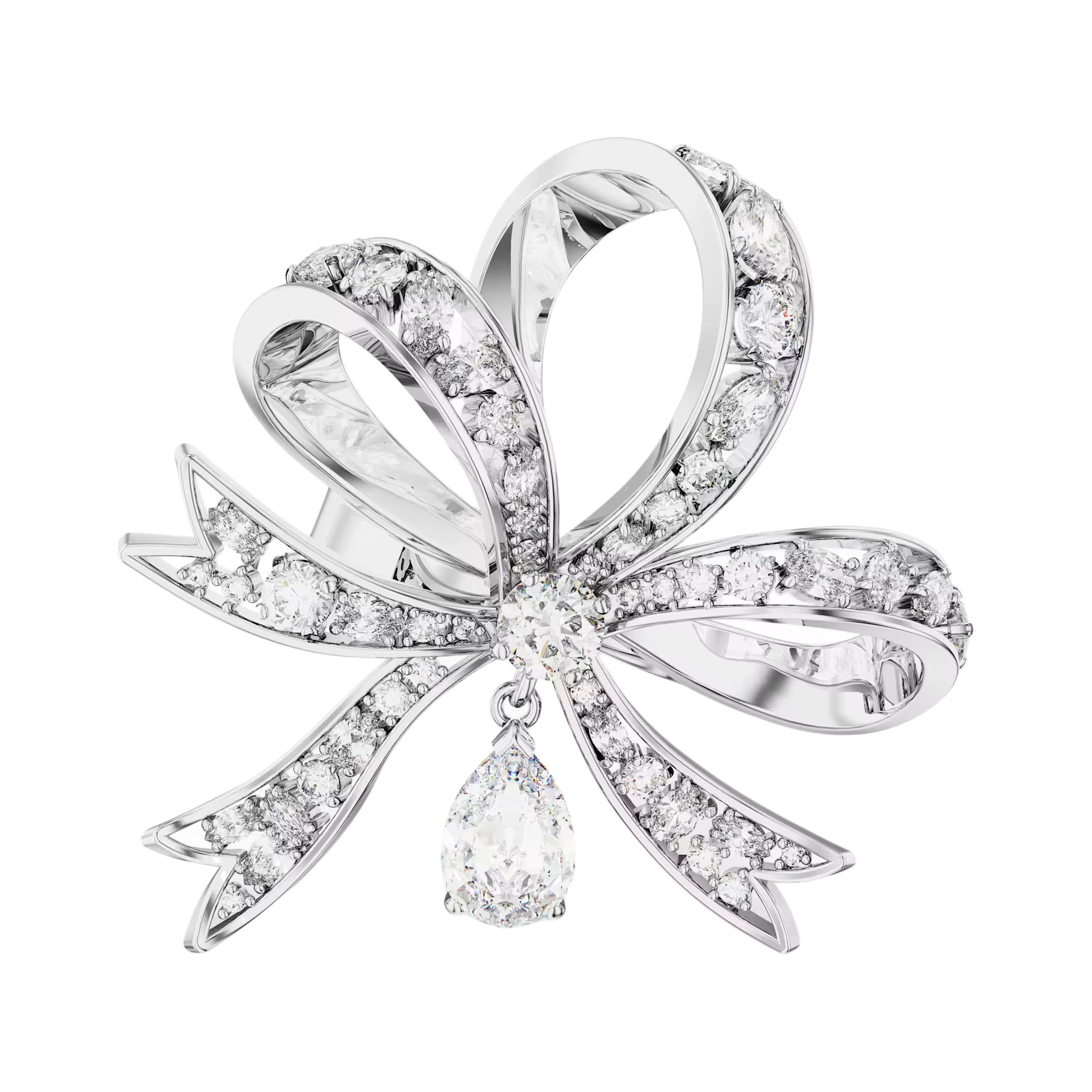 (Women) Swarovski  Zirconia Pattern Design Ring - Silver. 5647731