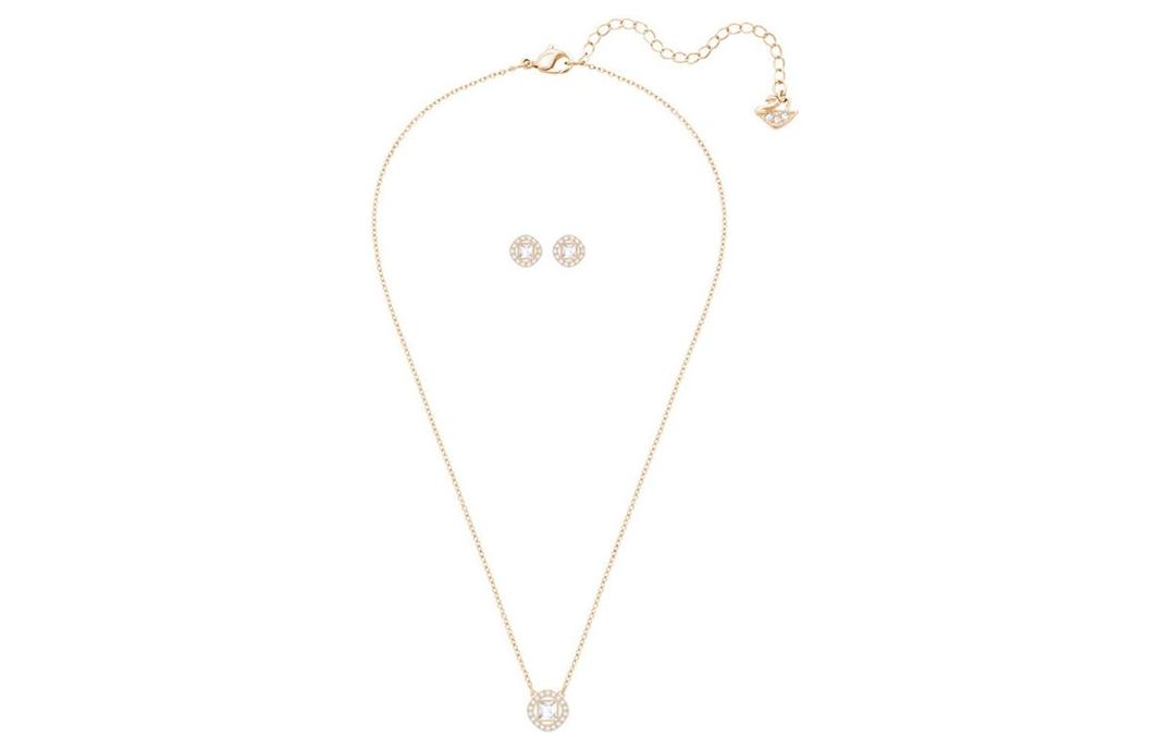 (Women) Swarovski Angelic Square Stud Earrings & Metal Necklace Set for Women 5351306 圖 3