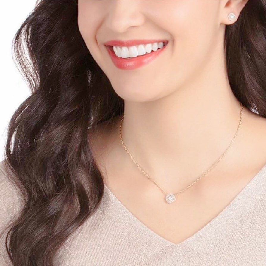 (Women) Swarovski Angelic Square Stud Earrings & Metal Necklace Set for Women 5351306 圖 4