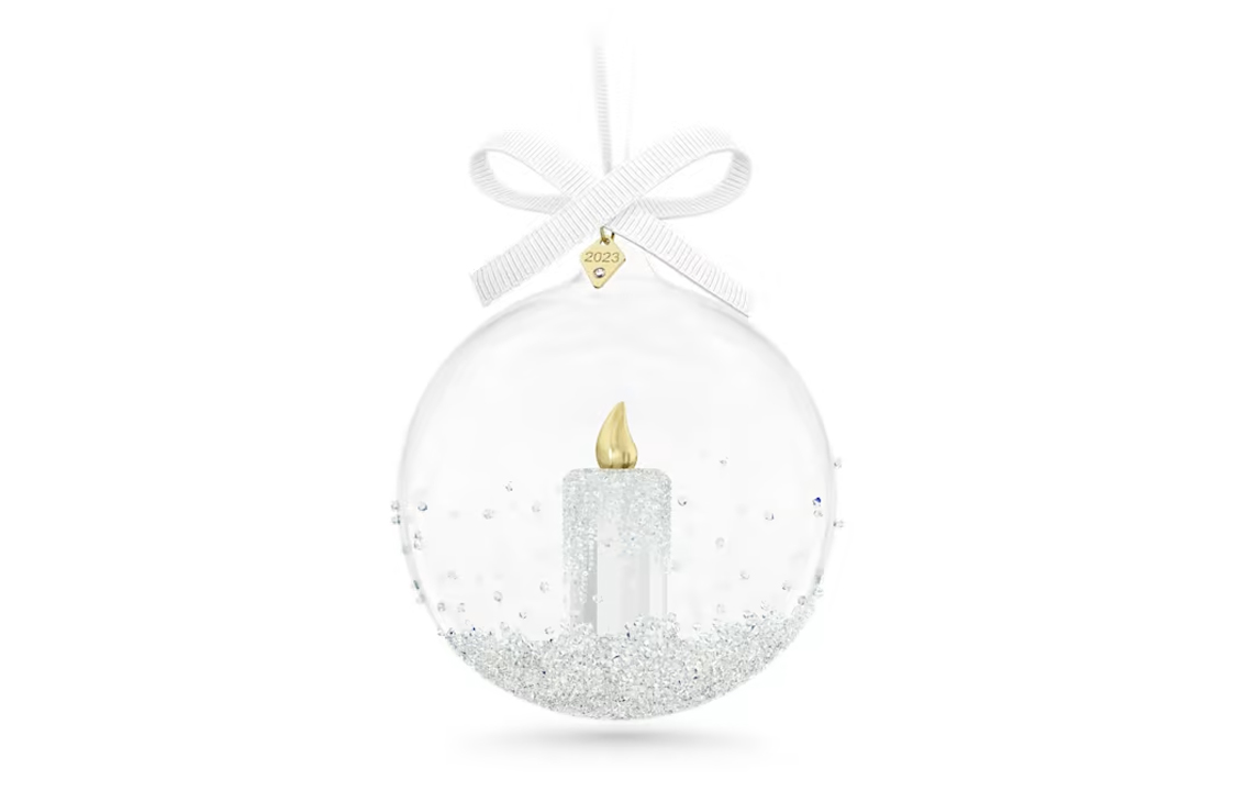 (Women) Swarovski Annual Edition White Candle Ball Metal Ornament for Women 5658439