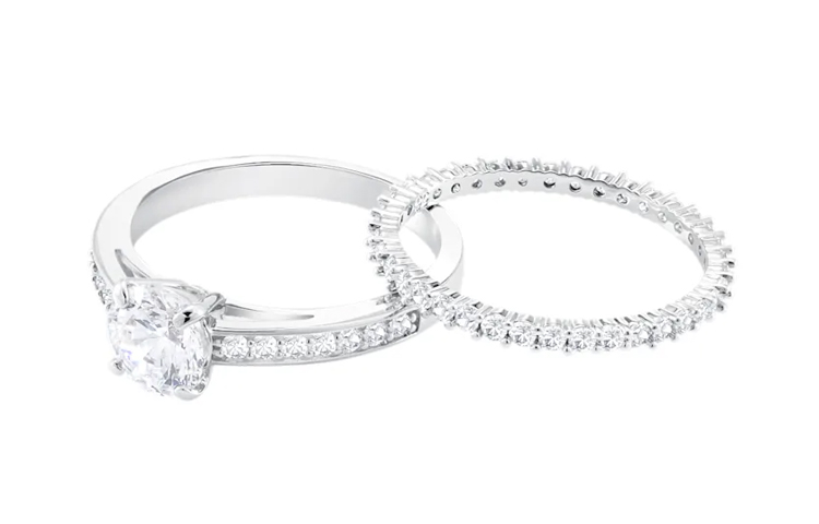 Shop (W) 施華洛世奇 銀鍍合金晶鑽戒指 女士銀色款 5184317