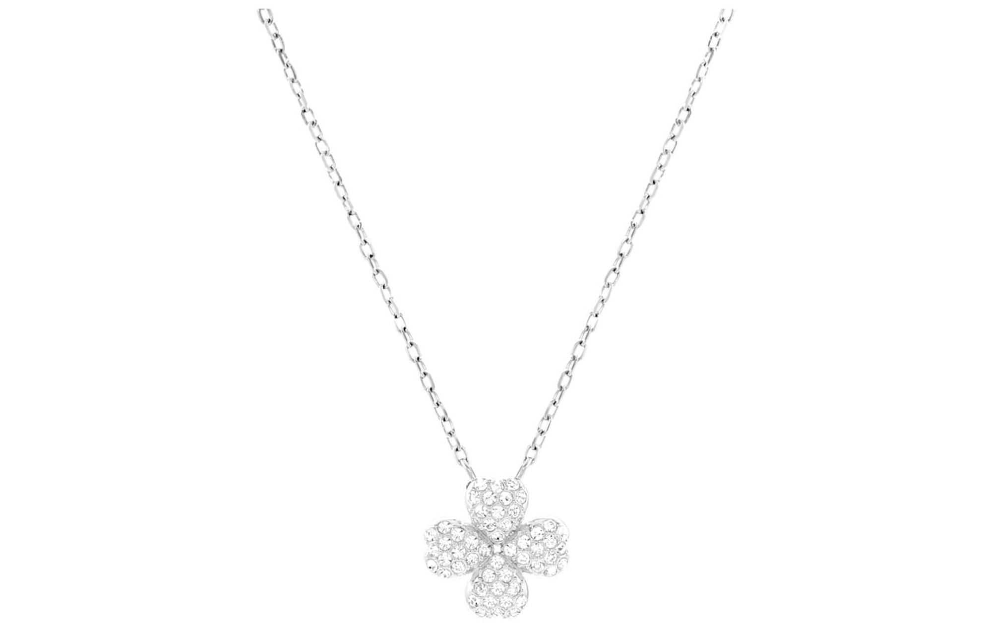 (Women) Swarovski Banjo Four-Leaf Clover Rhodium-Plated Necklace for Women - Silver White 5076856 圖 2