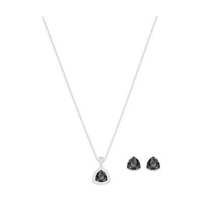 (Women) Swarovski Begin Black Triangle Necklace and Earrings Set for Women 5528939