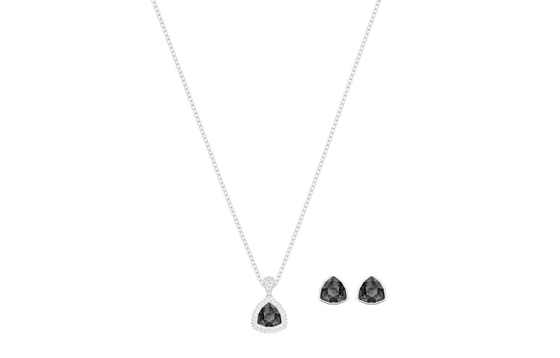 Order (W) 施華洛世奇黑色三角形項鍊耳環套裝 女士配飾 5528939