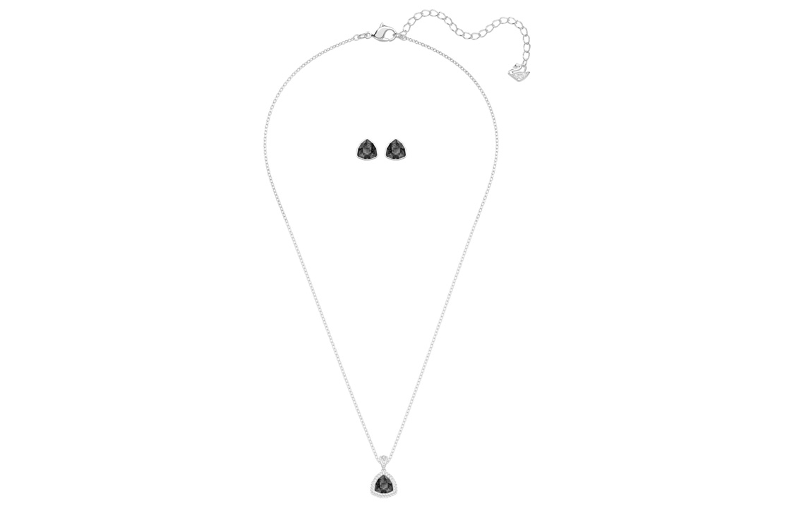 Shop (W) 施華洛世奇黑色三角形項鍊耳環套裝 女士配飾 5528939