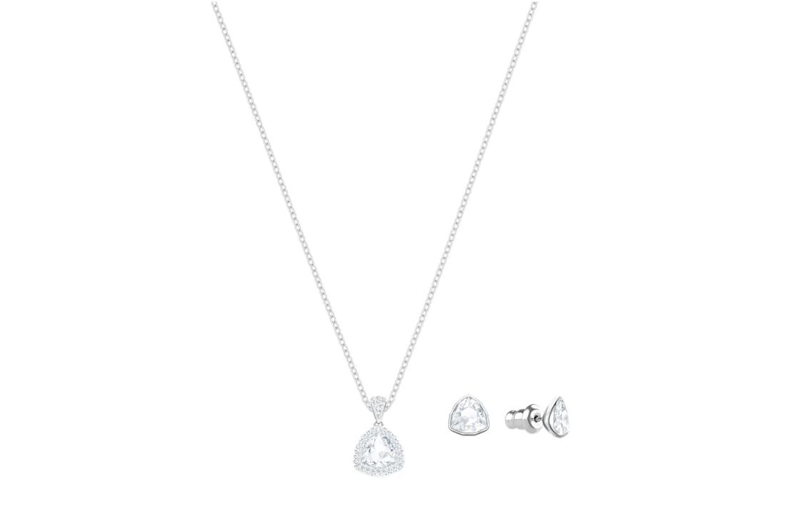 (Women) Swarovski Begin Triangle Earrings & Necklace Set Women’s Silver 5528938 圖 3