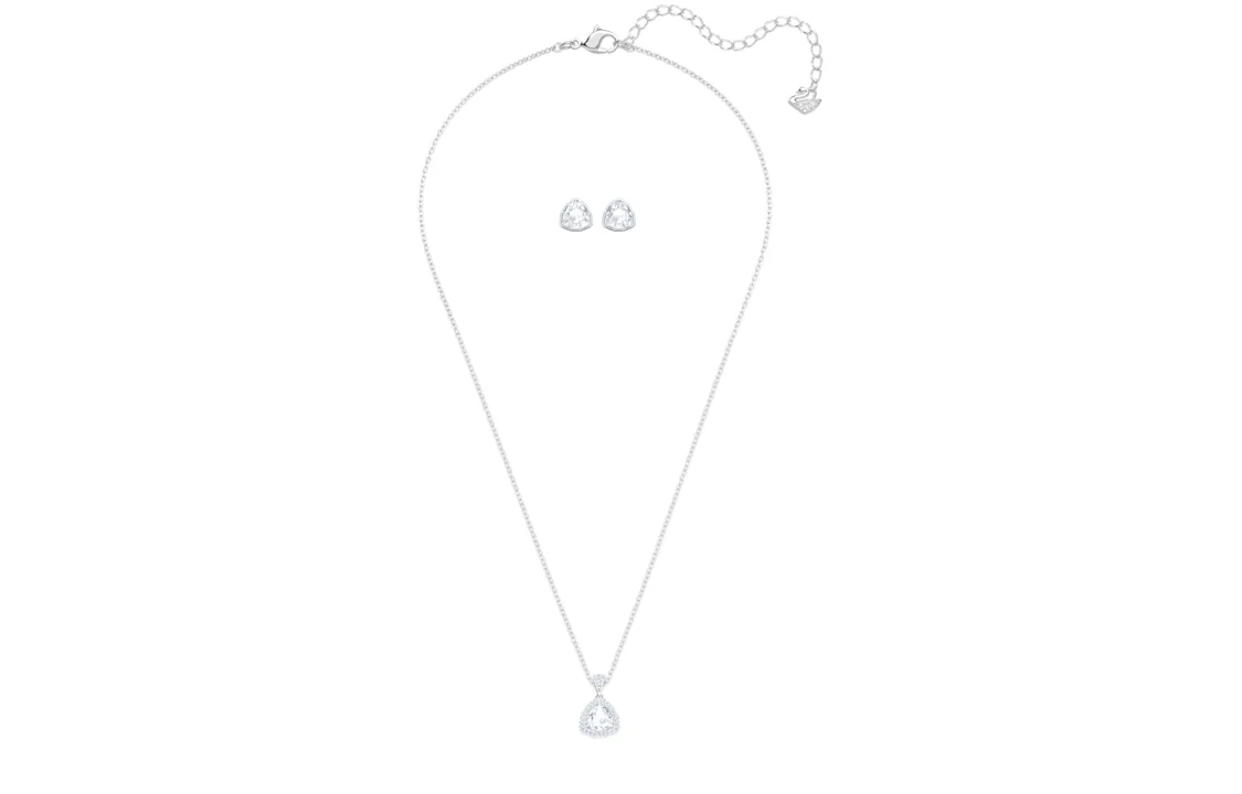 (Women) Swarovski Begin Triangle Earrings & Necklace Set Women’s Silver 5528938 圖 4