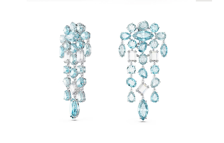 (Women) Swarovski Blue Crystal Earrings for Women with Mixed-Cut and Platinum Plating. 5666015 圖 3