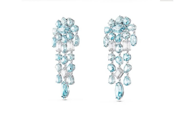 (Women) Swarovski Blue Crystal Earrings for Women with Mixed-Cut and Platinum Plating. 5666015 圖 4