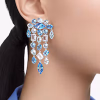 Details for (W) Swarovski 藍色水晶耳環 女款 多切割 鉑金鍍層. 5666015