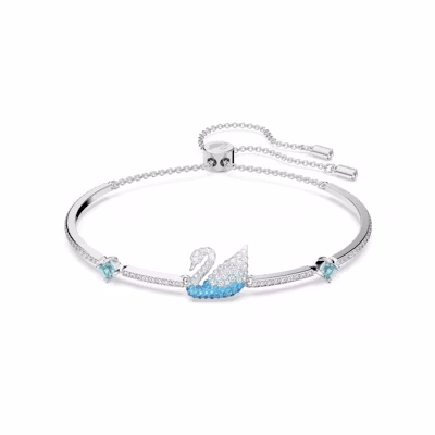 (Women) Swarovski Blue Gradient Crystal Swan Rhodium-Plated Bracelet for Women Blue 5633854