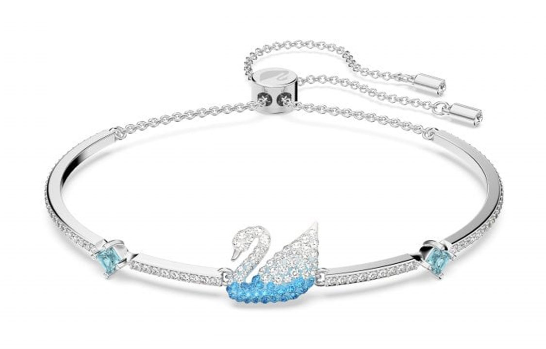 (Women) Swarovski Blue Gradient Crystal Swan Rhodium-Plated Bracelet for Women Blue 5633854 圖 2