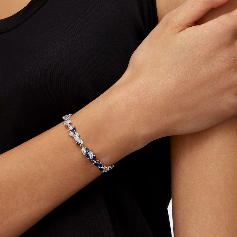 (Women) Swarovski Blue Leaf Silver Crystal Bracelet for Women. 5536548 圖 5