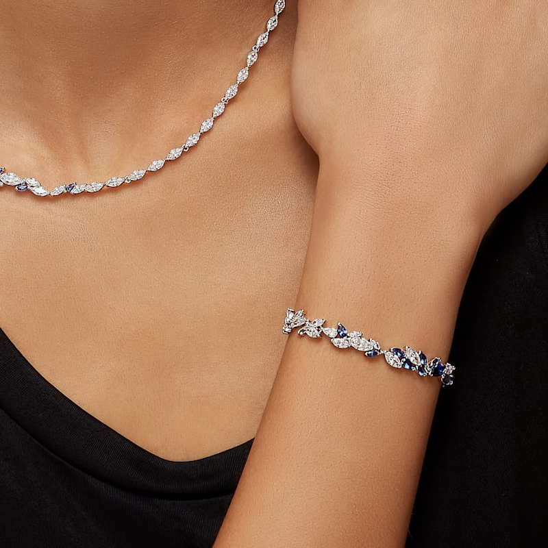(Women) Swarovski Blue Leaf Silver Crystal Bracelet for Women. 5536548 圖 6