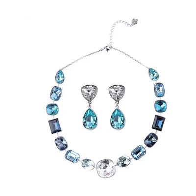 (Women) Swarovski Blue Necklace and Earrings Set for Women 5195426