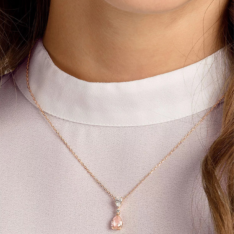 (Women) Swarovski Blush Drop Pendant Necklace for Women - Pink 5457621 圖 5
