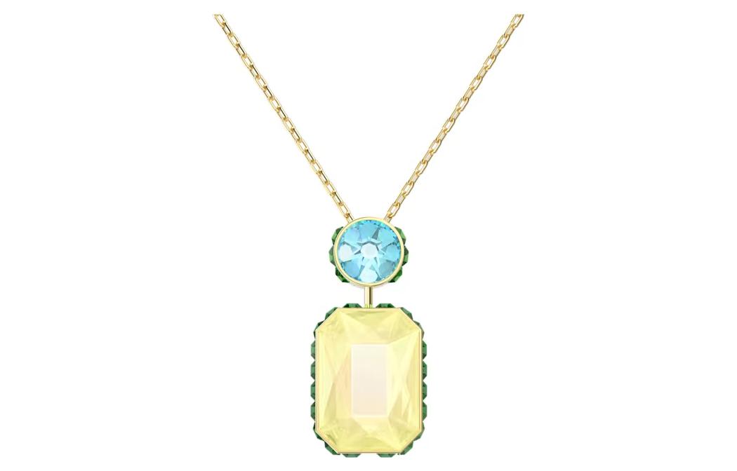 (Women) Swarovski Chroma Octagon Cut Gold-Plated Necklace for Women. 5640256