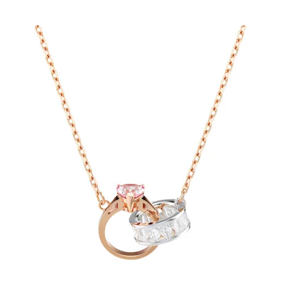 (Women) Swarovski Connexus Rose Gold Pink Heart Pendant Necklace for Women. 5690036