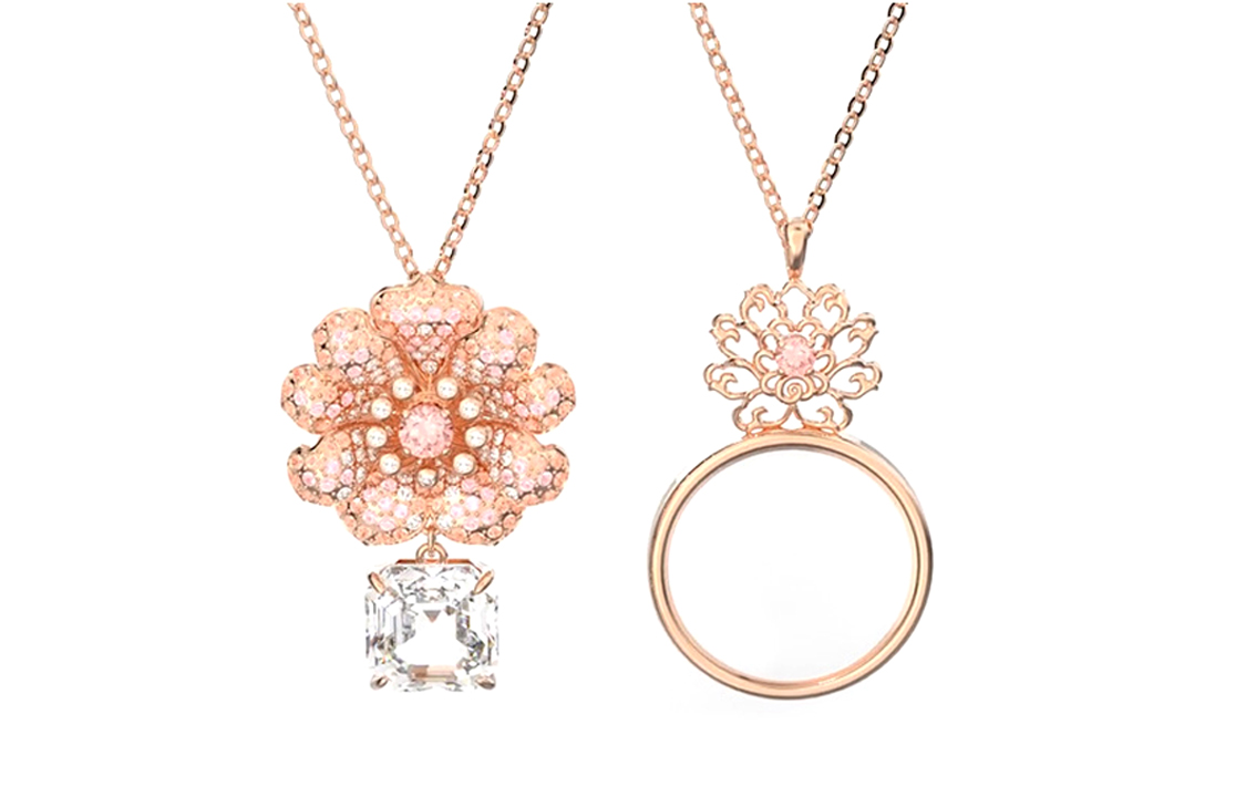 (Women) Swarovski CONNEXUS Twin Lotus Pendant Necklace Set for Women. 5615095 圖 3