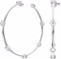 (Women) Swarovski Constella Hoop Earrings Rhodium-Plated Round Cut Silver for Women 5638698 (Women) Swarovski Constella Hoop Earrings Rhodium-Plated Round Cut Silver for Women 5638698