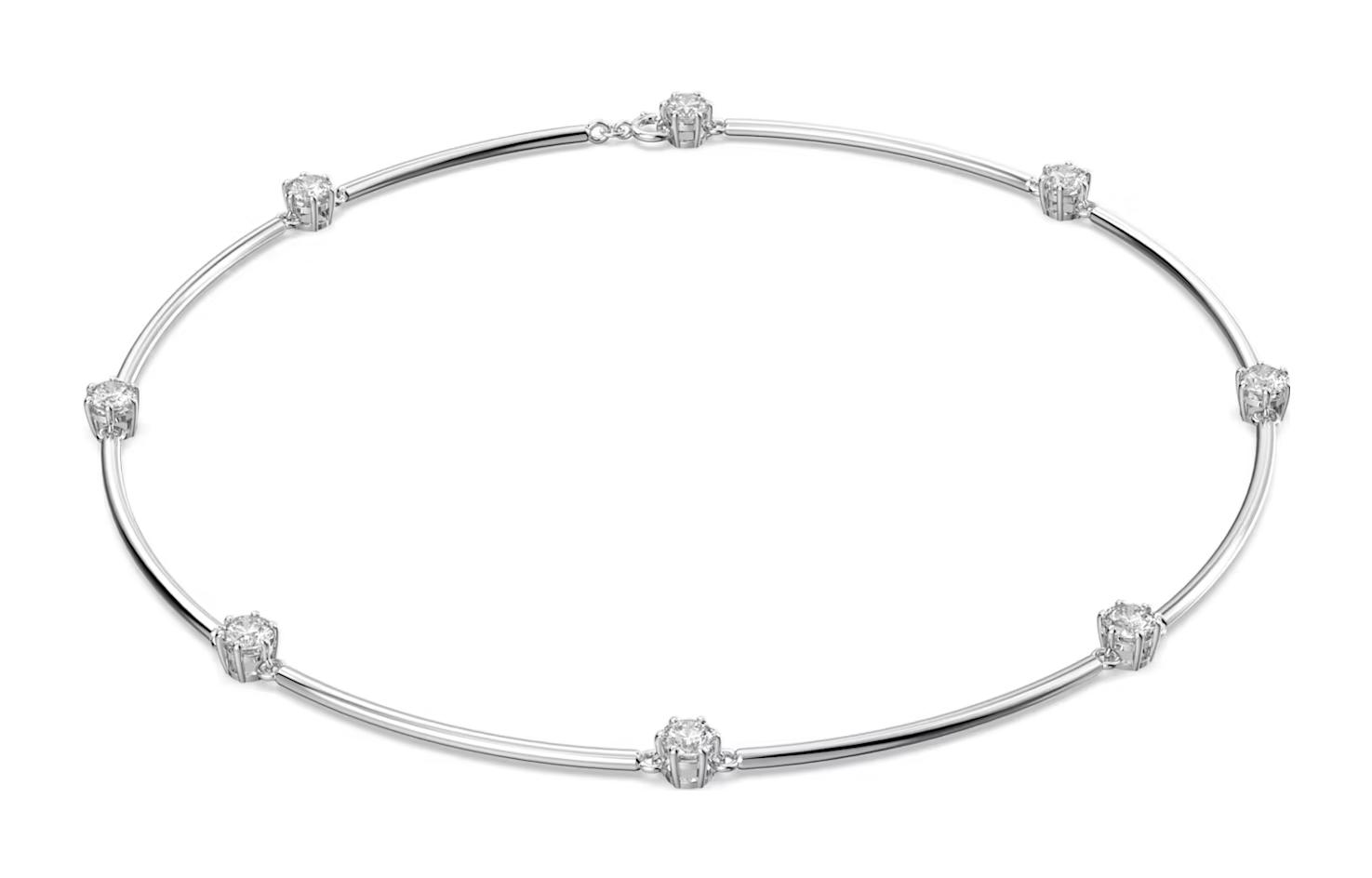 (Women) Swarovski Constella Round Cubic Zirconia Rhodium-Plated Necklace Silver . 5638699