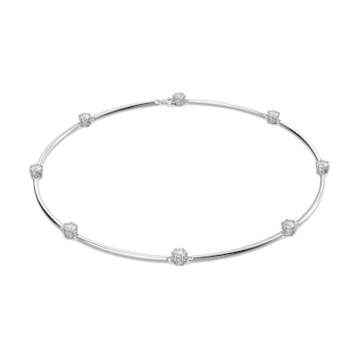 (Women) Swarovski Constella Round Cubic Zirconia Rhodium-Plated Necklace Silver . 5638699