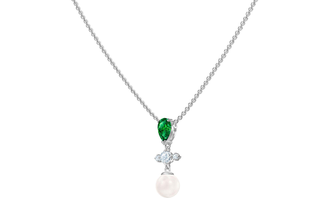 (Women) Swarovski Cross Pearl Series Green Crystal Necklace for Women. 5493103 圖 3