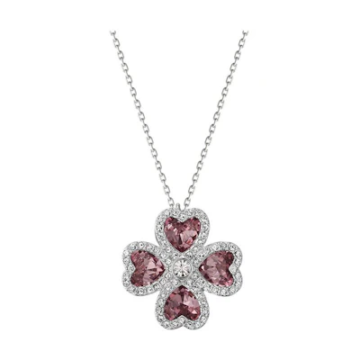 (Women) Swarovski Crystal Clover Heart Necklace for Women - Elegant Sparkling Design 5190617