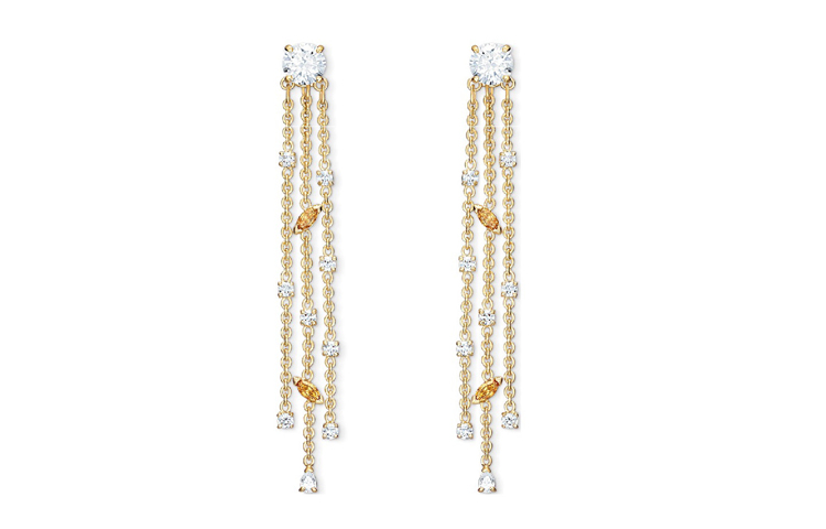 (Women) Swarovski Crystal Tassel Long Earrings for Women - Elegant Goddess Design. 5535791