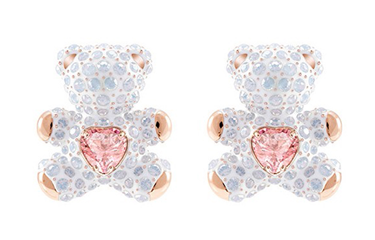 (Women) Swarovski Crystal Teddy Bear White Stud Earrings for Women 5447445