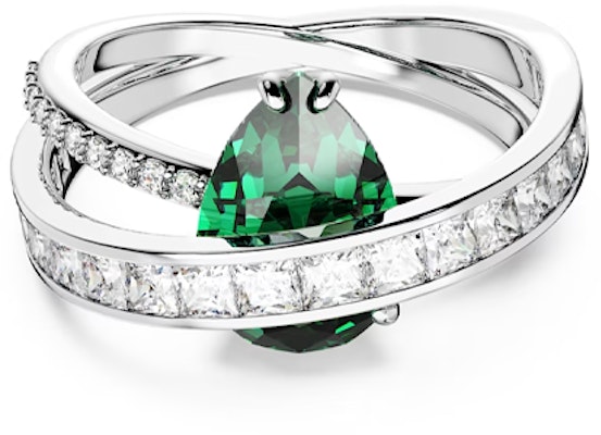 (W) Anillo Curvo Swarovski Mujer Cristal Verde Zirconia Chapado en Platino. 5665362 Order (W) Anillo Curvo Swarovski Mujer Cristal Verde Zirconia Chapado en Platino. 5665362