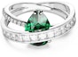 Order (W) Anillo Curvo Swarovski Mujer Cristal Verde Zirconia Chapado en Platino. 5665362