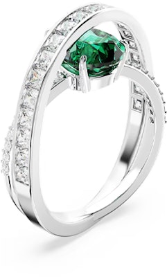(W) Anillo Curvo Swarovski Mujer Cristal Verde Zirconia Chapado en Platino. 5665362 Lookbook (W) Anillo Curvo Swarovski Mujer Cristal Verde Zirconia Chapado en Platino. 5665362