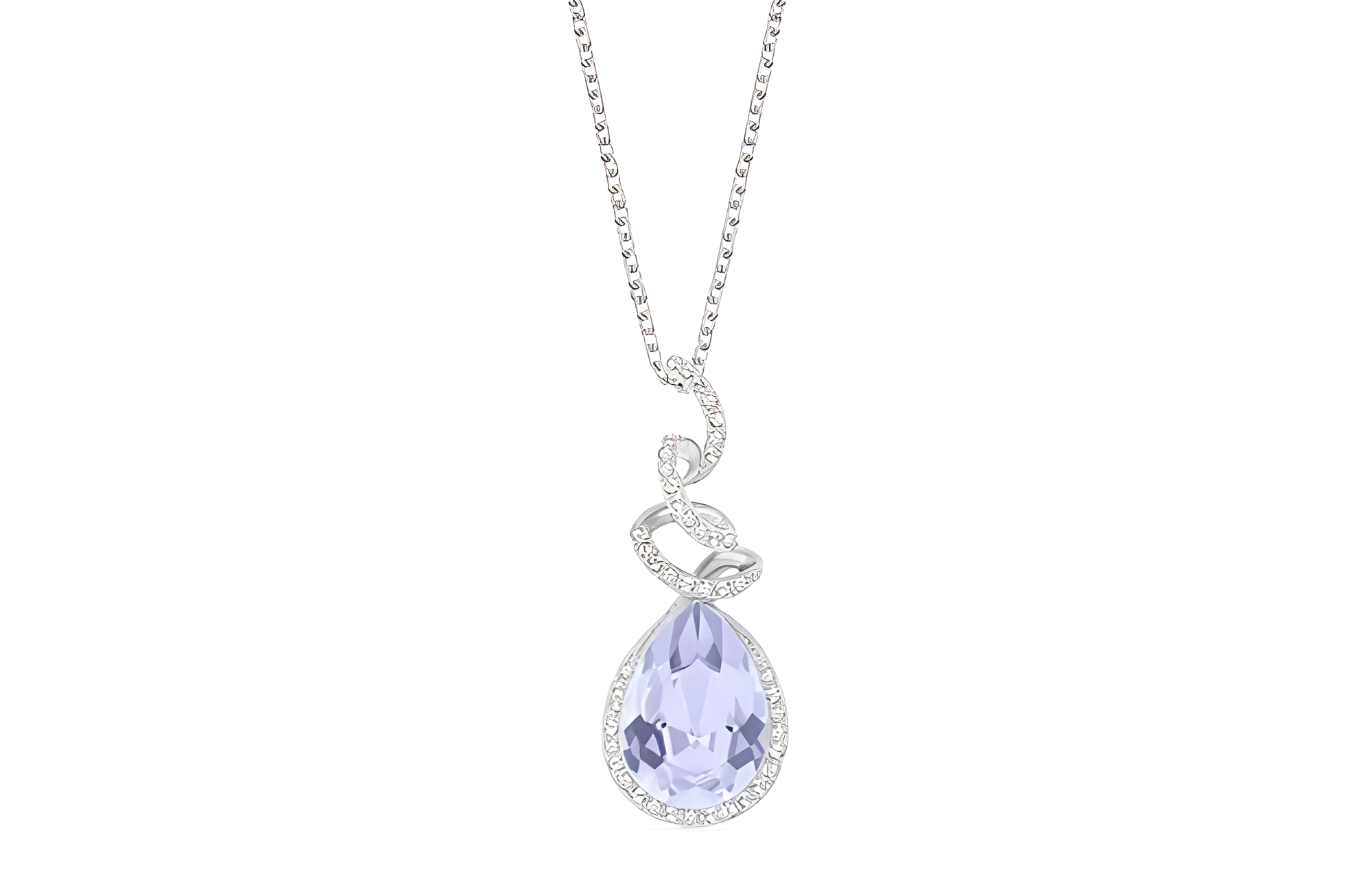 (Women) Swarovski Damask Teardrop Pendant Necklace Women’s Silver. 5182694