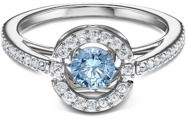 (W) 스와로브스키 댄싱 하트 블루 크리스탈 로듐 도금 반지. 5537057 Buy (W) 스와로브스키 댄싱 하트 블루 크리스탈 로듐 도금 반지. 5537057