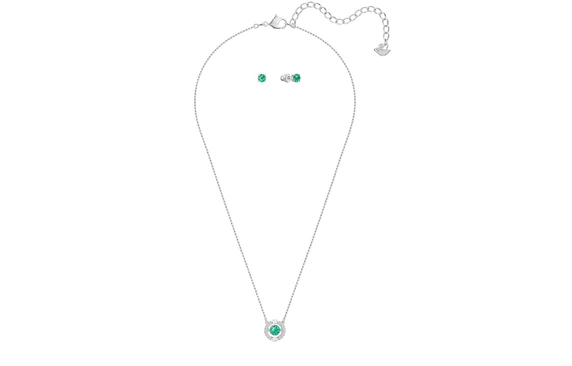 (Women) Swarovski Dancing Heart Green Jewelry Set - Necklace & Earrings for Women. 5516965 圖 3