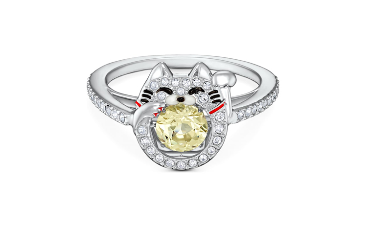 (Women) Swarovski Dancing Heart Lucky Cat Ring for Women 5538137