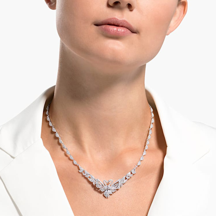 Shop (W) Collar de Cristal Swarovski Cisne Bailarín Platino Cisne Doble Lujo para Mujer. 5536766