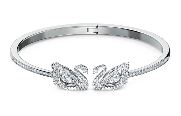 (Women) Swarovski Dancing Swan Open Bangle  Silver Size S Bracelet. 5534849 圖 2