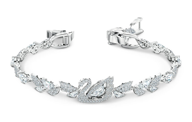 (Women) Swarovski Dancing Swan Rhodium-Plated  Bracelet - White. 5536767 圖 3