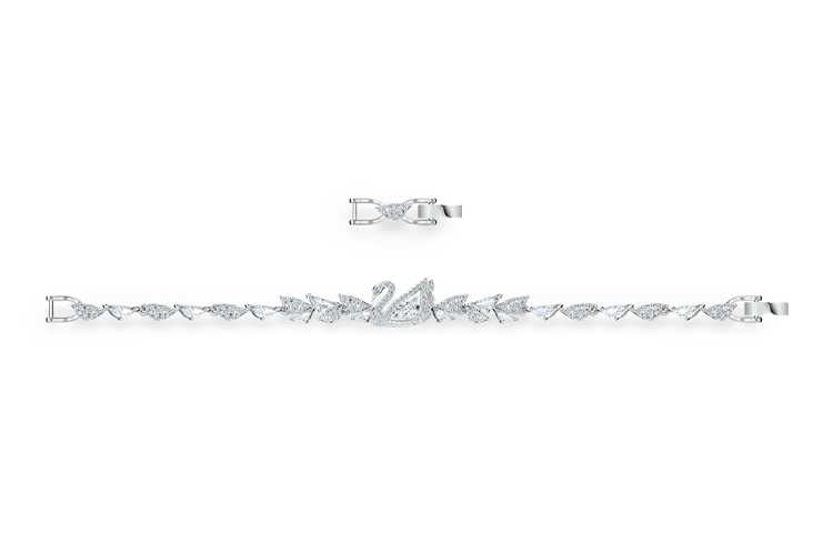 (Women) Swarovski Dancing Swan Rhodium-Plated  Bracelet - White. 5536767 圖 4