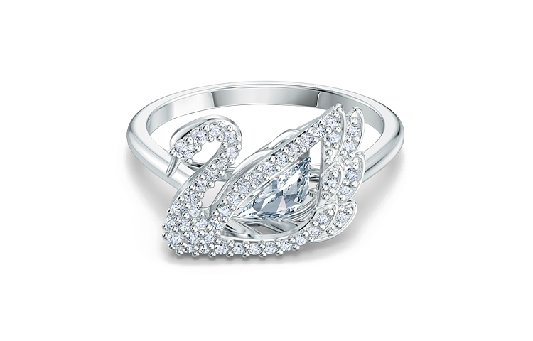 (Women) Swarovski Dancing Swan White Crystal Ring for Women. 5534842+5520712+5534843