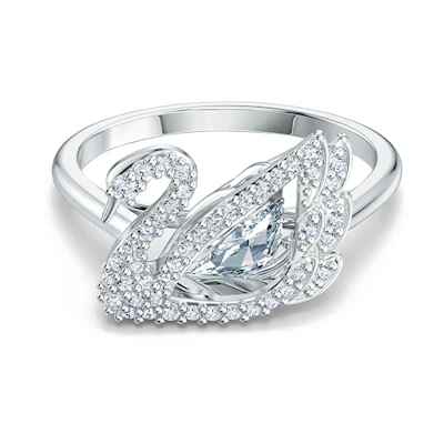 (Women) Swarovski Dancing Swan White Crystal Ring for Women. 5534842+5520712+5534843