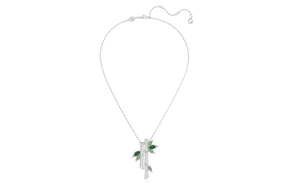 (Women) Swarovski Dellium Bamboo Design Rhodium-Plated Silver Necklace for Women. 5645369