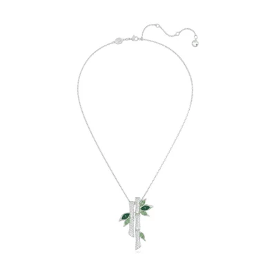 (Women) Swarovski Dellium Bamboo Design Rhodium-Plated Silver Necklace for Women. 5645369