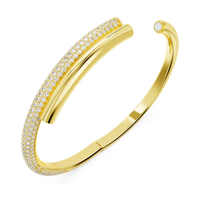 (Women) Swarovski Dextera Gold-Tone Crystal Interlaced Bangle for Women. 5669498